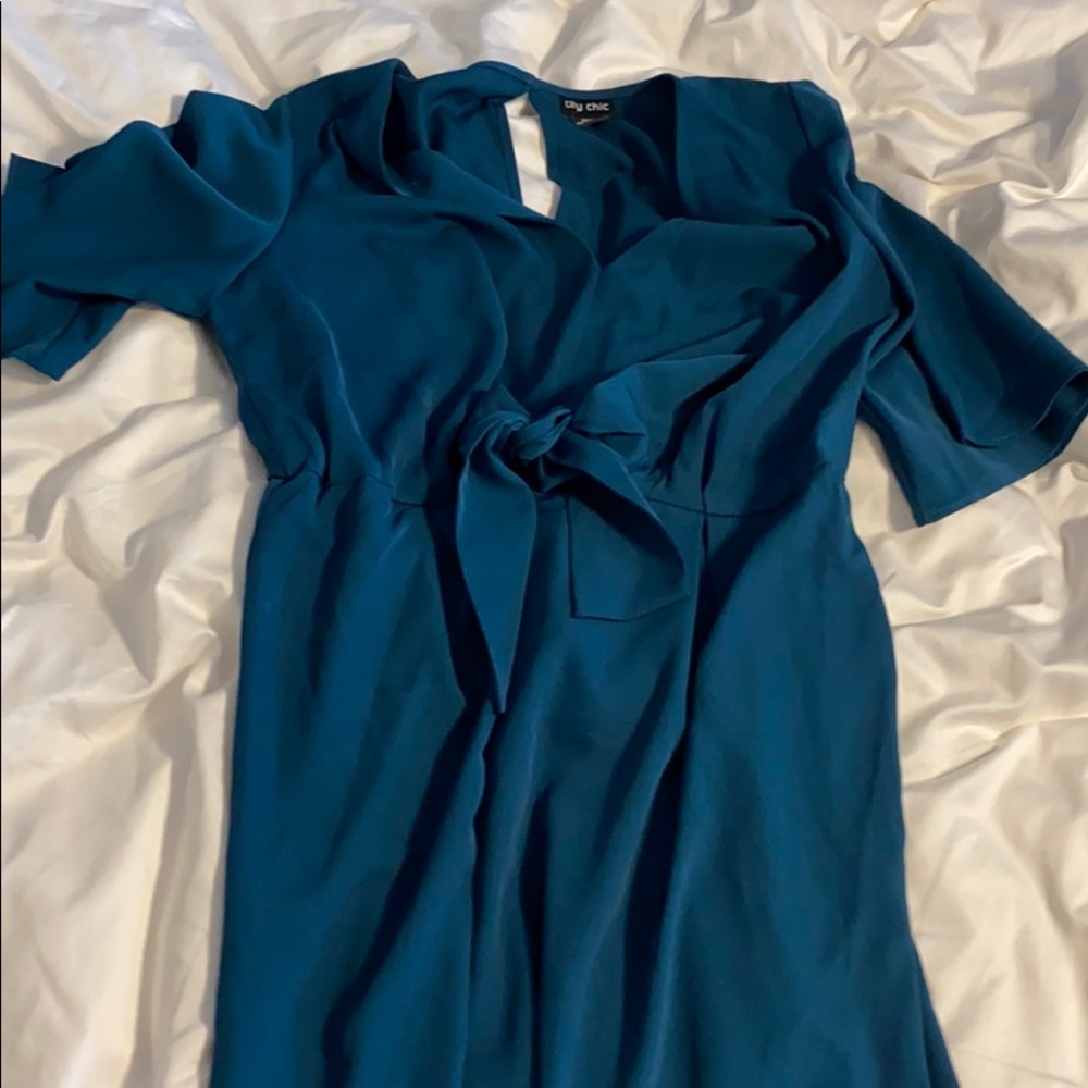 City Chic  faux wrap dress - green